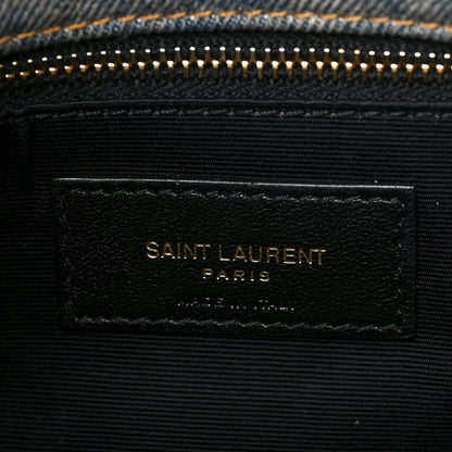 Saint Laurent Denim Quilted Toy Loulou Puffer Monogram Chain Satchel Blue Cinnamon 6 of 9