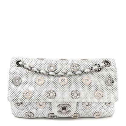 Chanel Perforated Metallic Lambskin Medium CC Medals Flap Silver 1 of 13