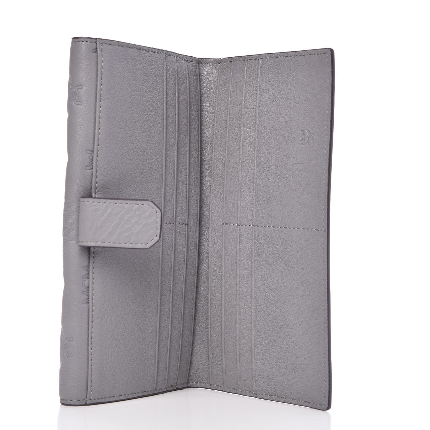 MCM Calfskin Signature Monogram Klara Flap Wallet Grey 7 of 12