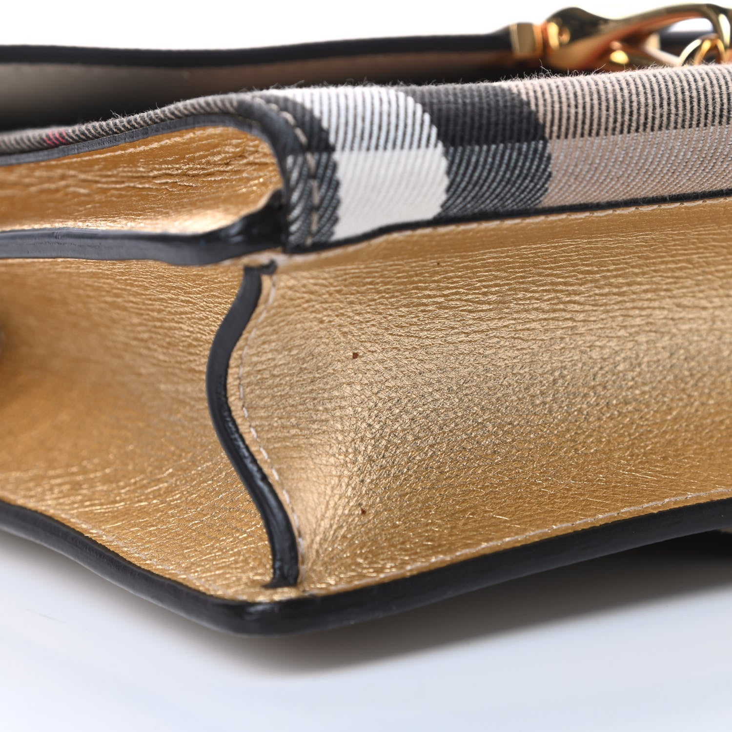 Burberry Derby Calfskin House Check Small Macken Crossbody Bag Limestone 12 of 14