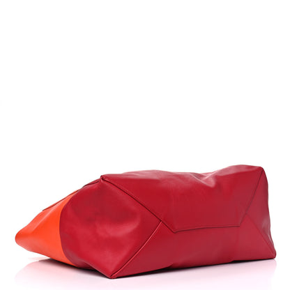 Celine Lambskin Horizontal Bi-Color Cabas Orange Red 3 of 5