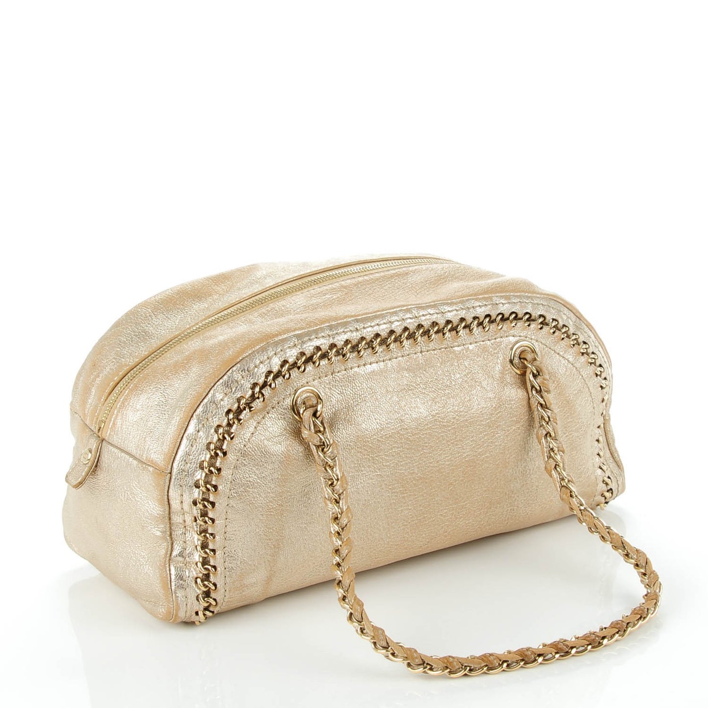 Metallic Goatskin Medium Luxe Ligne Bowler Tote Gold