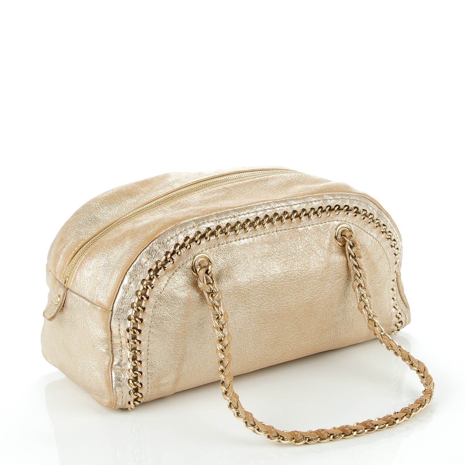 Chanel Metallic Goatskin Medium Luxe Ligne Bowler Tote Gold 3 of 8