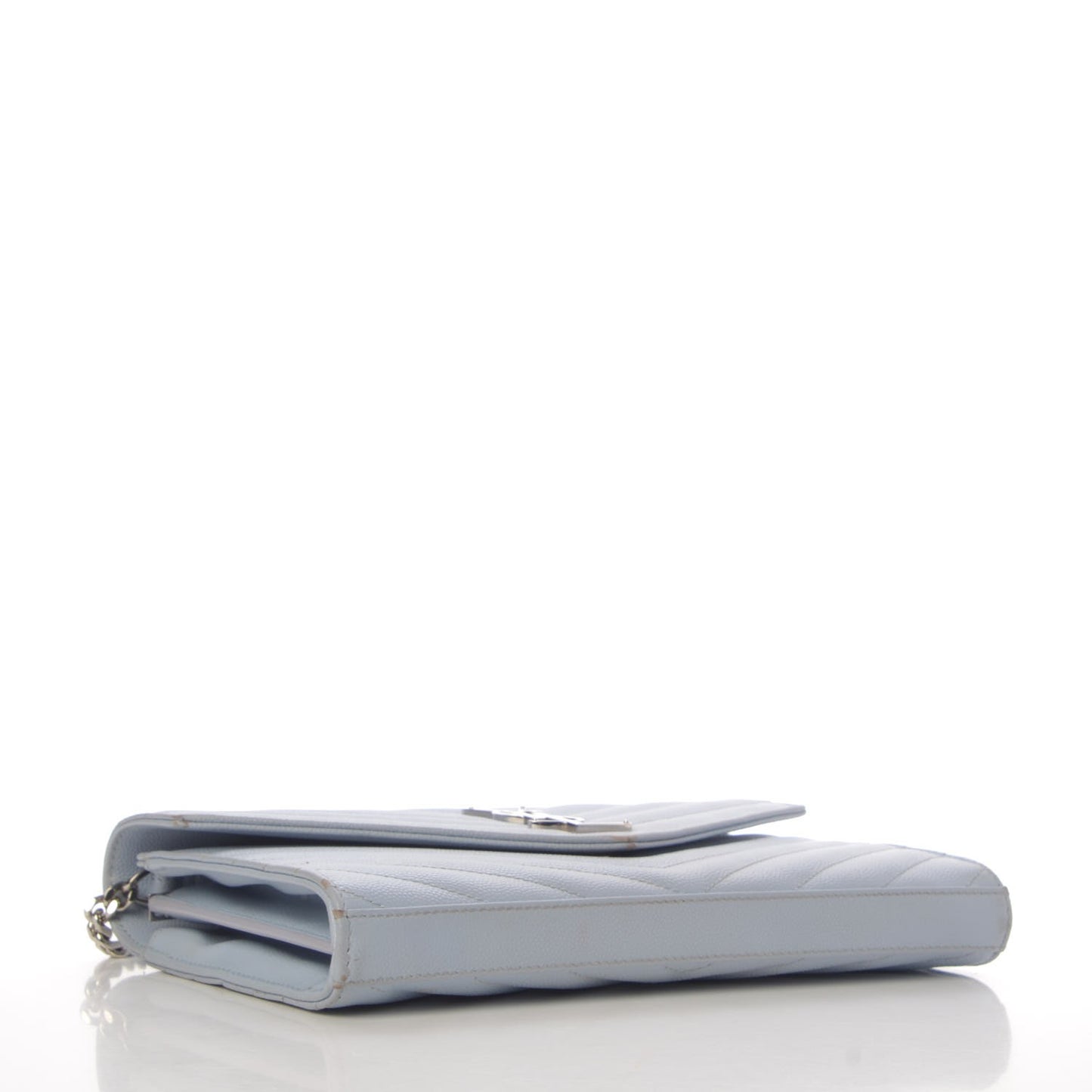 Grain De Poudre Matelasse Monogram Chain Wallet Sky Blue