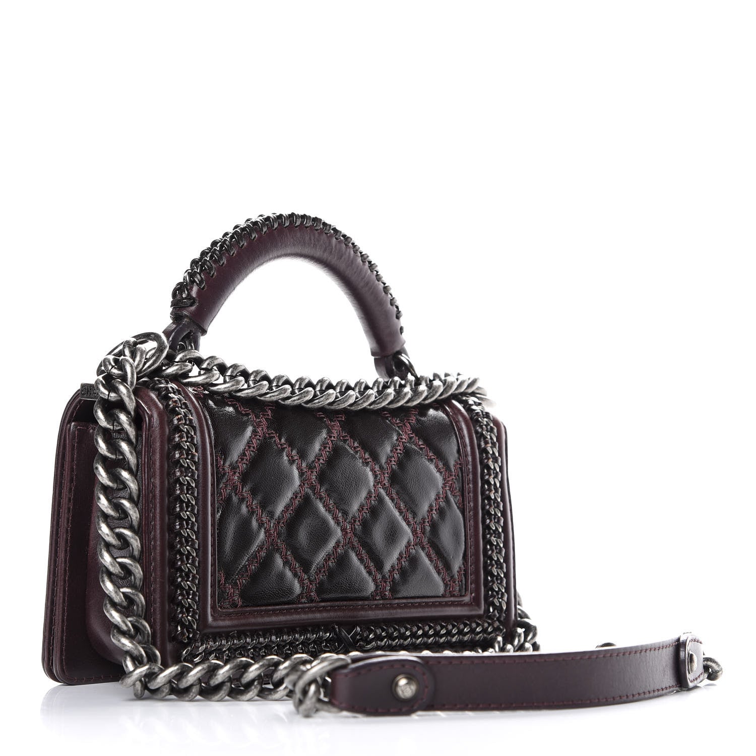 Chanel Goatskin Quilted Small Boy Handle Flap Burgundy 2 of 10