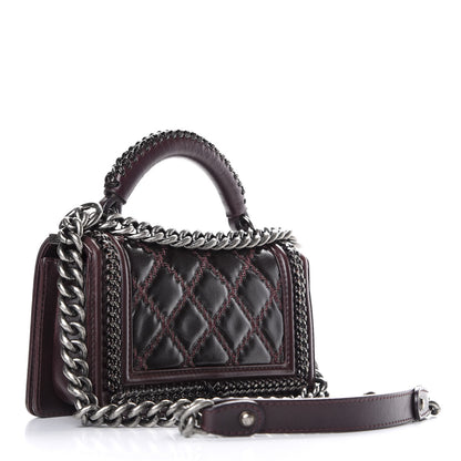 Chanel Goatskin Quilted Small Boy Handle Flap Burgundy 2 of 10