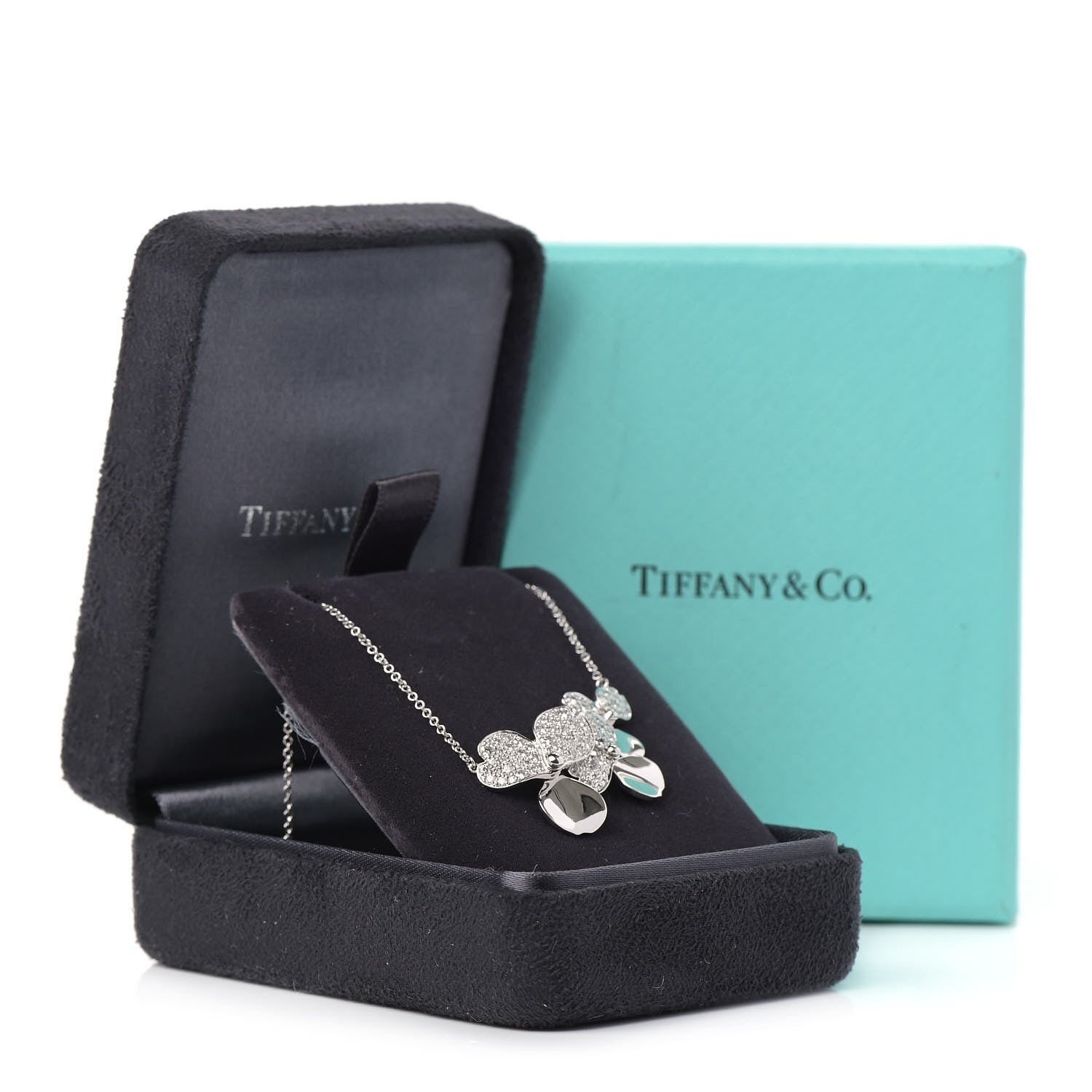 Tiffany Platinum Diamond Mini Paper Flowers Cluster Pendant Necklace 6 of 6