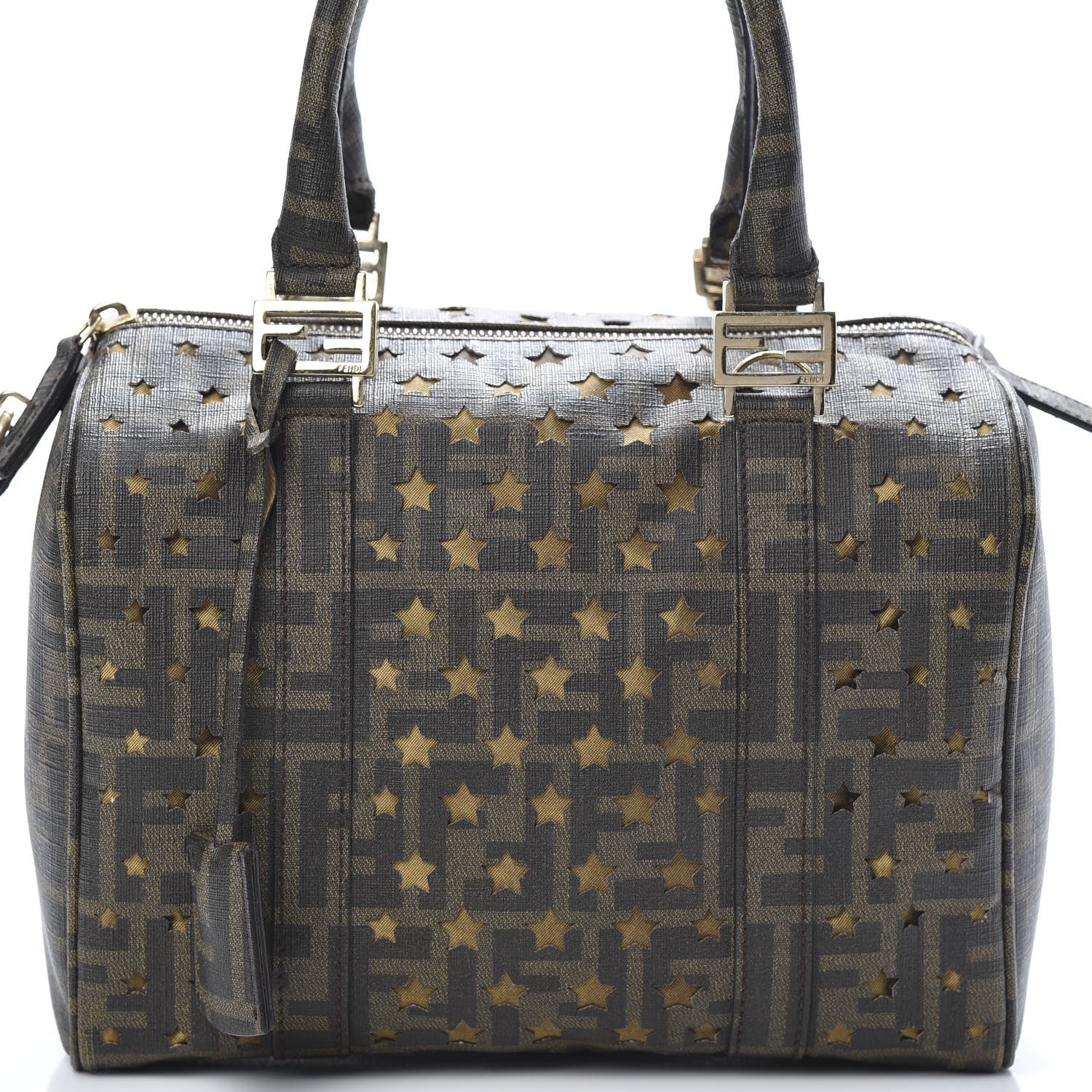 Fendi Zucca Spalmati Stars Small Forever Boston Tobacco 8 of 12