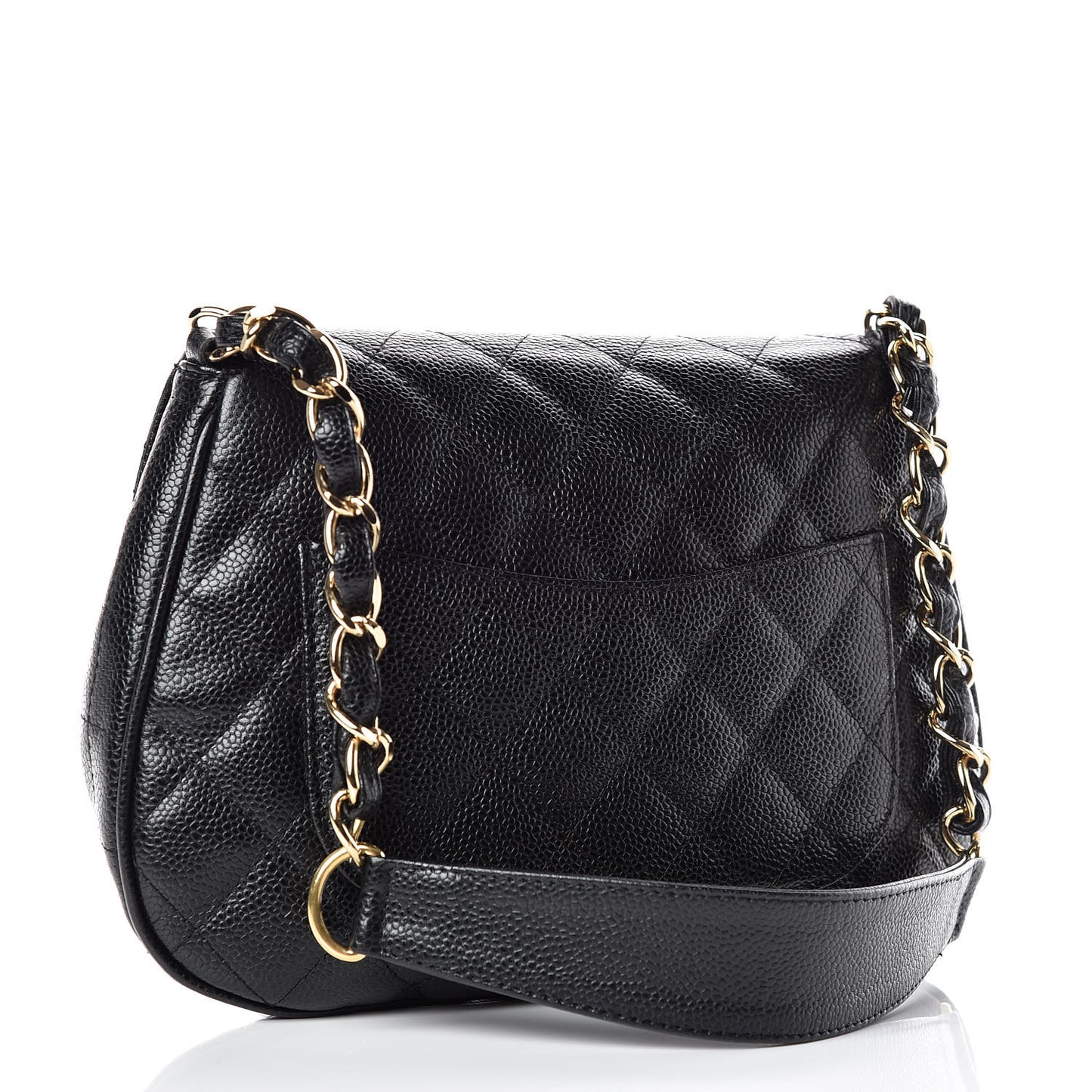 Caviar Quilted Flap Shoulder Bag Black