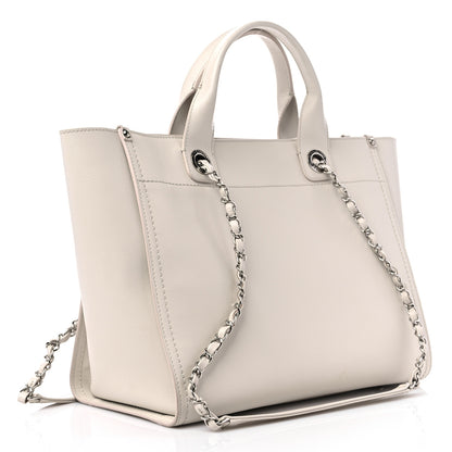 Chanel Caviar Small Studded Deauville Tote Ivory 3 of 16
