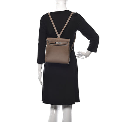 Hermes Taurillon Clemence Kelly Ado Backpack Etoupe 2 of 12