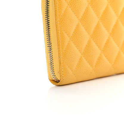 Chanel Caviar Quilted Large Gusset Zip Around Wallet Yellow 12 of 12