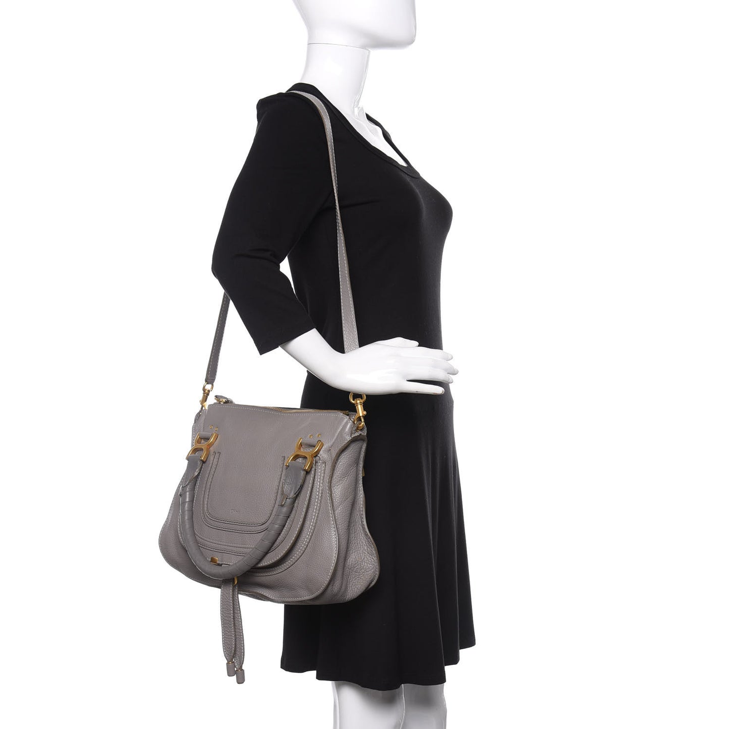 Calfskin Medium Marcie Satchel Cashmere Grey