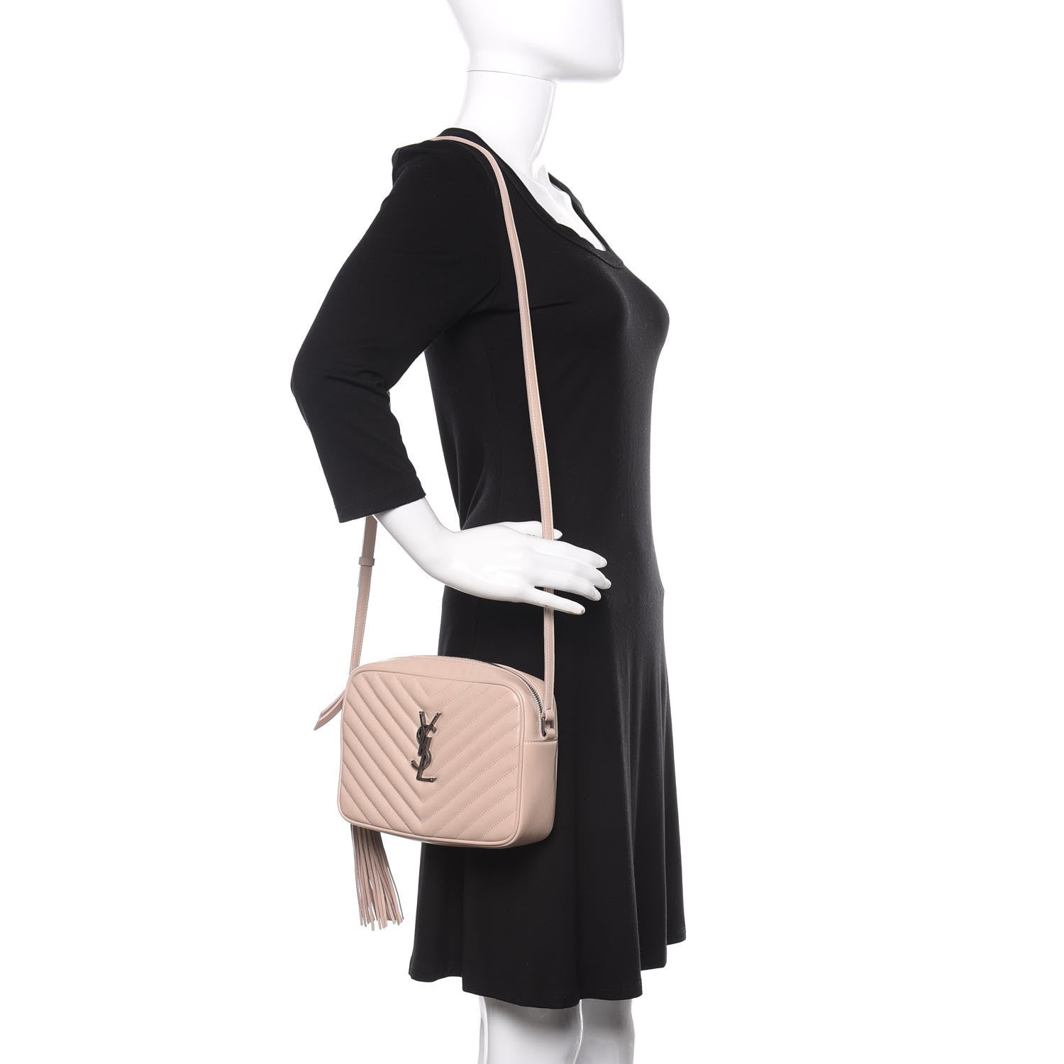 Saint Laurent Calfskin Matelasse Monogram Lou Camera Bag Marble Pink 2 of 10