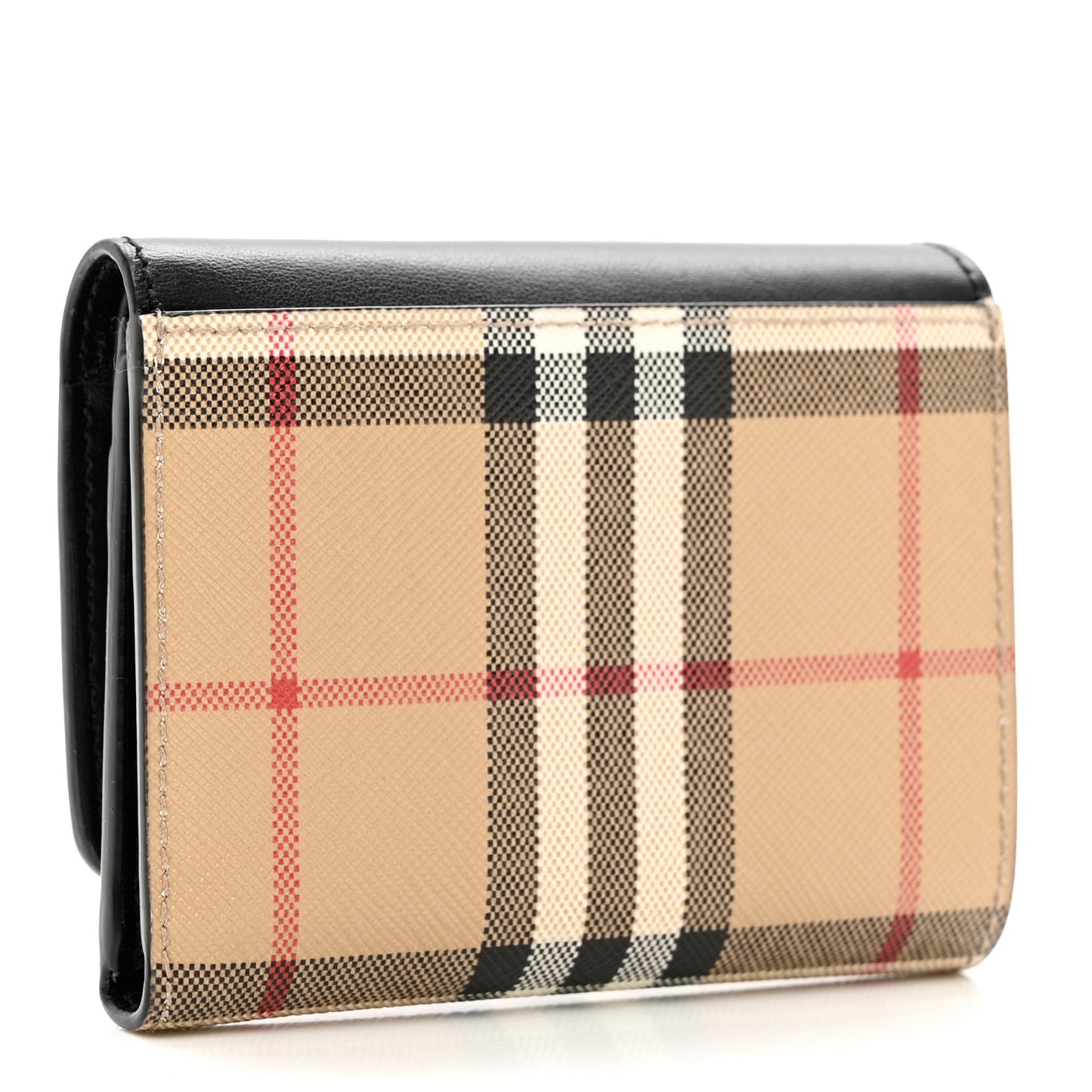 Grainy Calfskin Vintage Check Small Folding Wallet Archive Beige Black