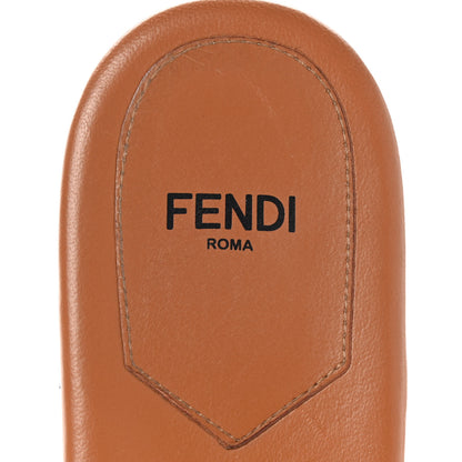 Fendi Calfskin FF Flat Sandals 38.5 Brandy Camelia Naturale 7 of 10