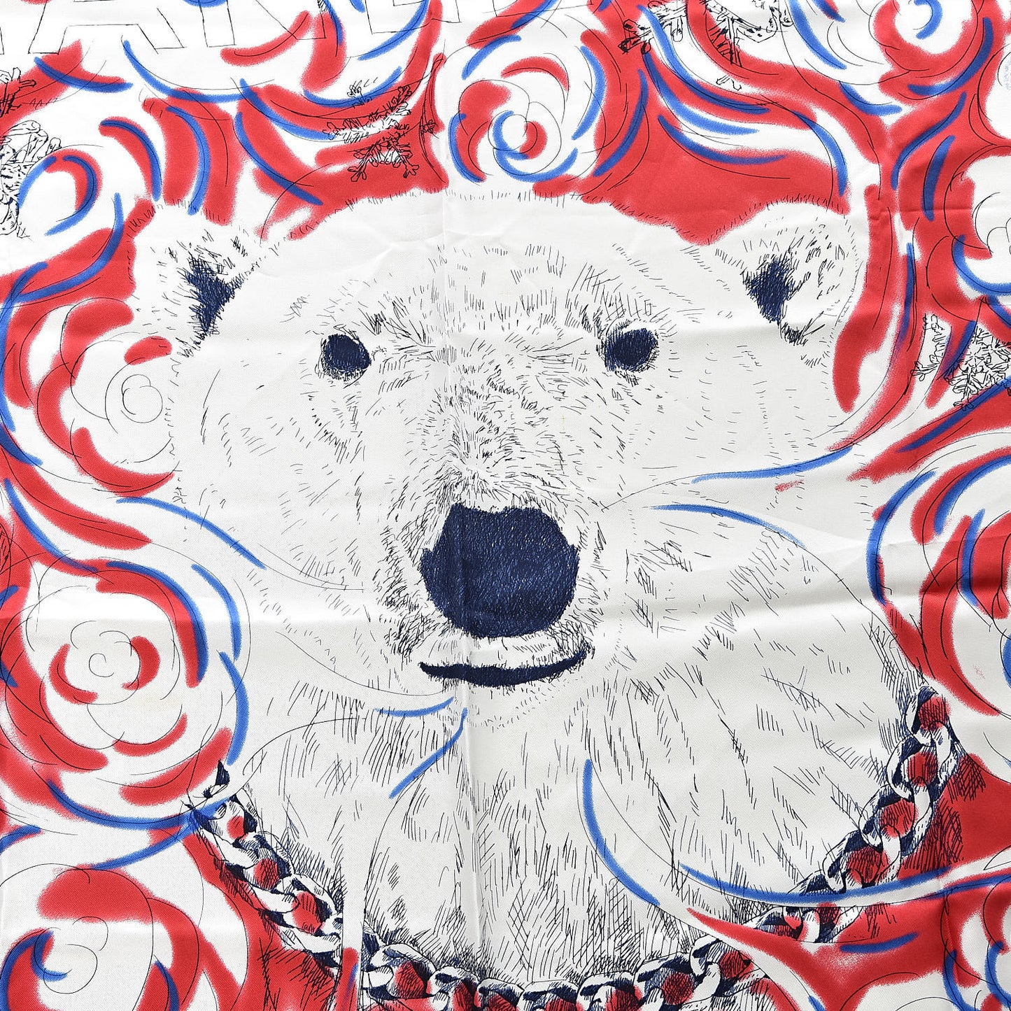 Silk Polar Bear Scarf Red