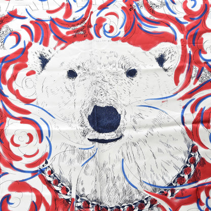 Chanel Silk Polar Bear Scarf Red 4 of 7