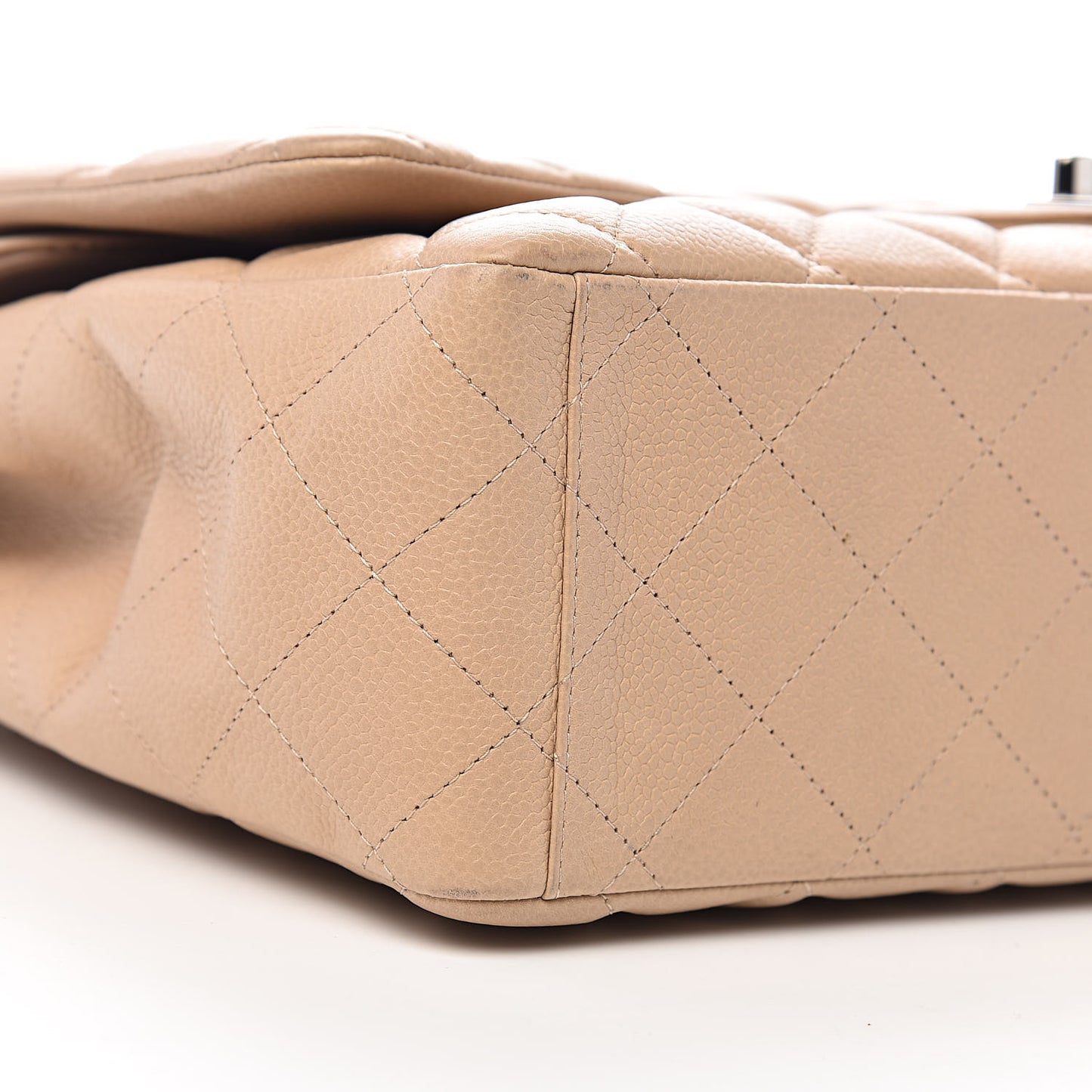 Caviar Quilted Maxi Double Flap Beige