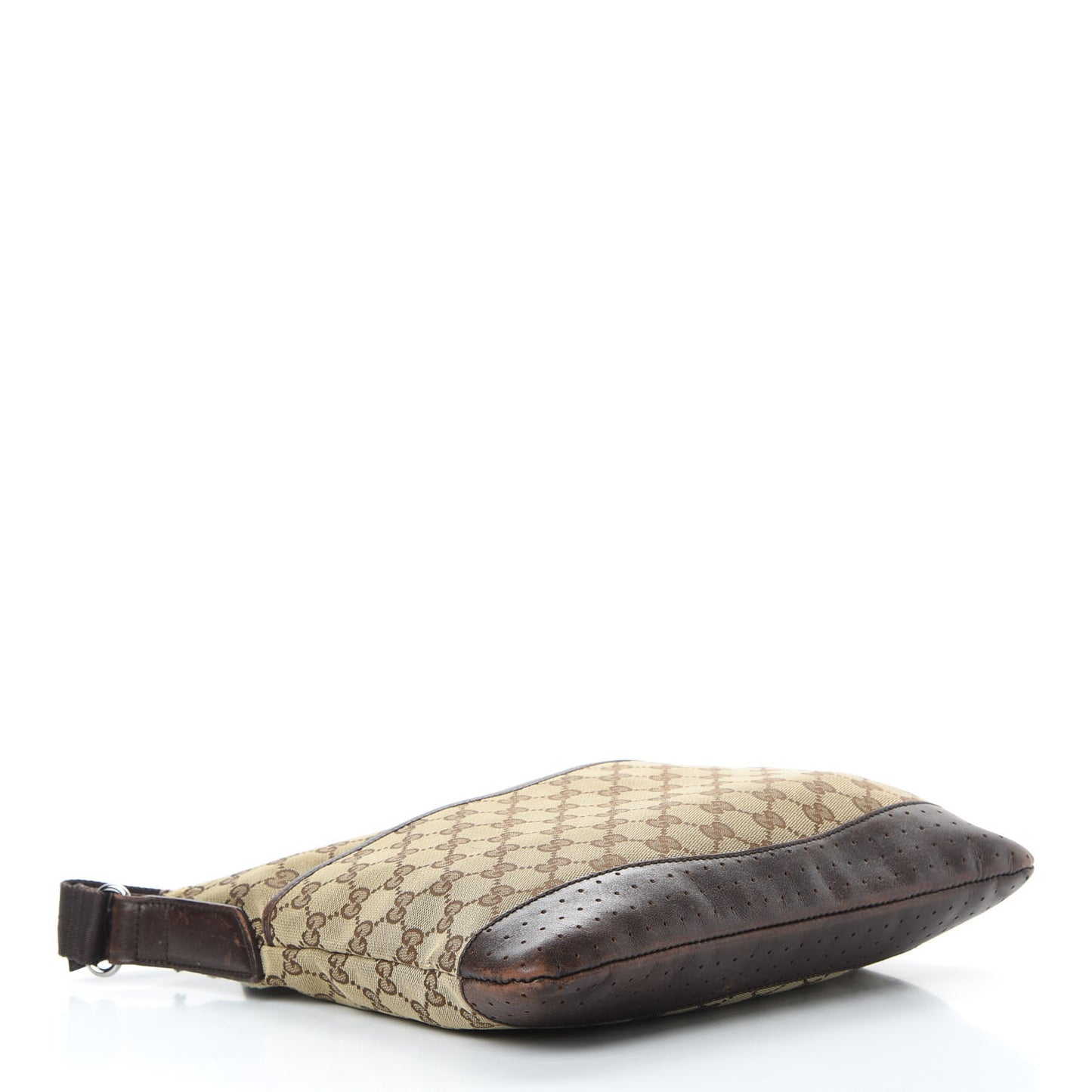 Monogram Calfskin Perforated Medium Flat Messenger Bag Dark Brown