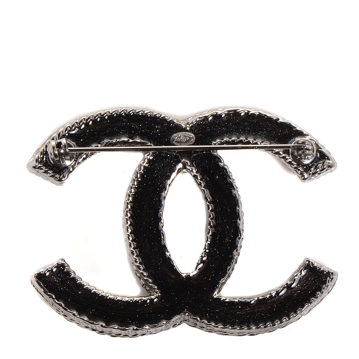 Crystal CC Brooch Black Silver
