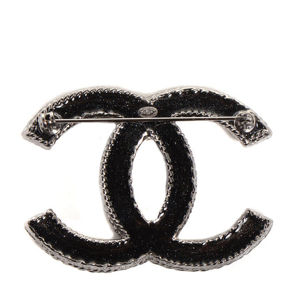 Chanel Crystal CC Brooch Black Silver 3 of 6
