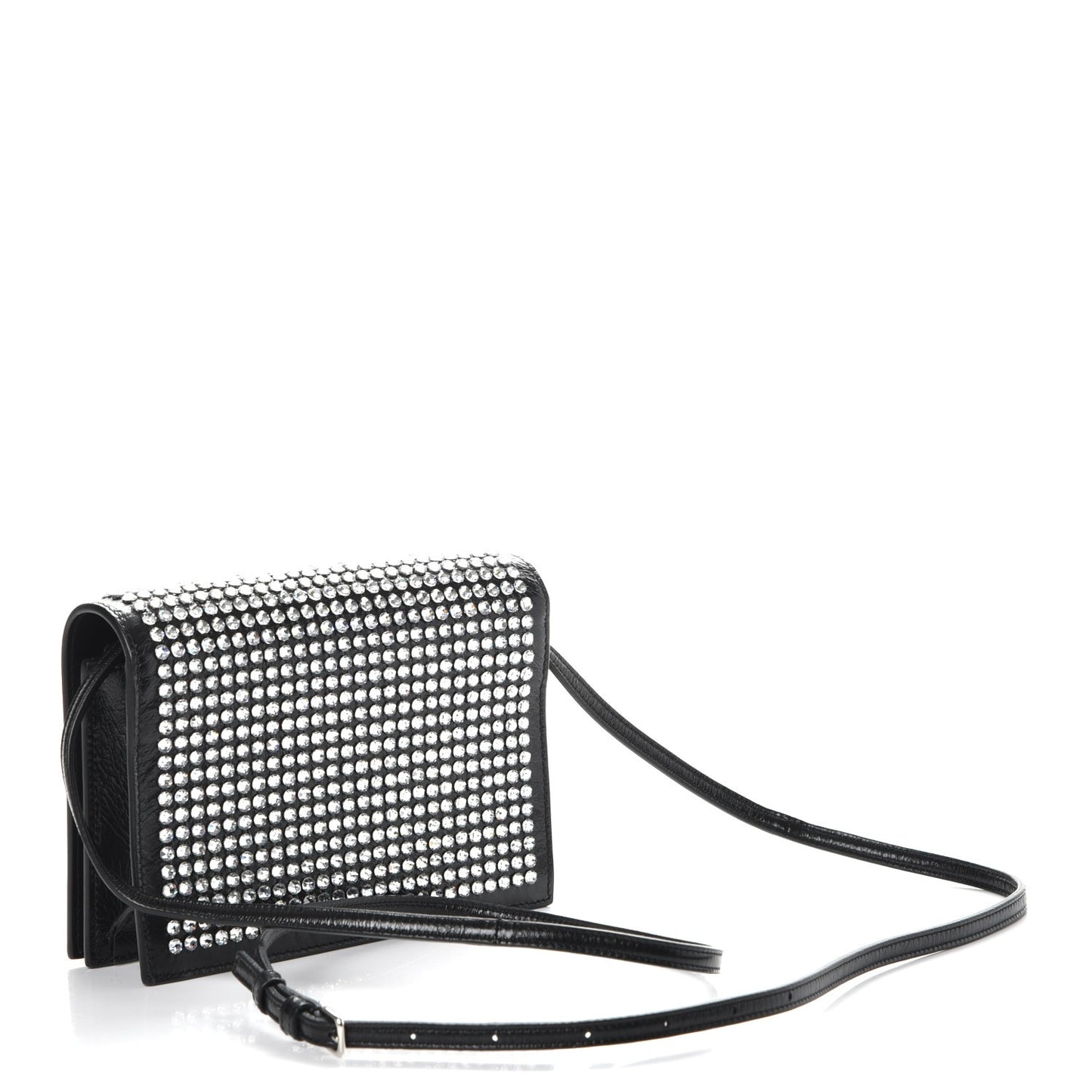 Textured Patent Crystal Toy Kate Crossbody Black