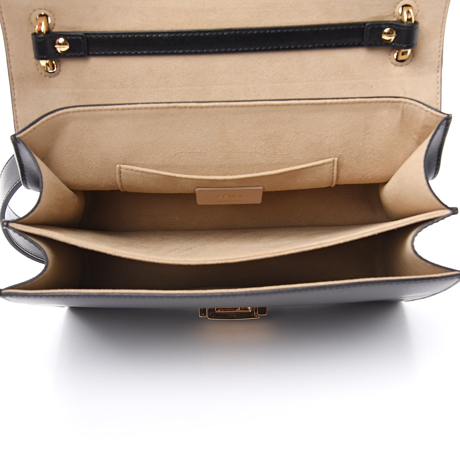 Fendi Vitello Liberty Bi-Color FF 1974 Embossed Kan U Shoulder Bag Black Maya 5 of 10