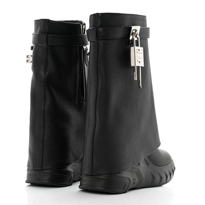 Givenchy Grained Calfskin Shark Lock Biker Ankle Boots 39 Black 4 of 8