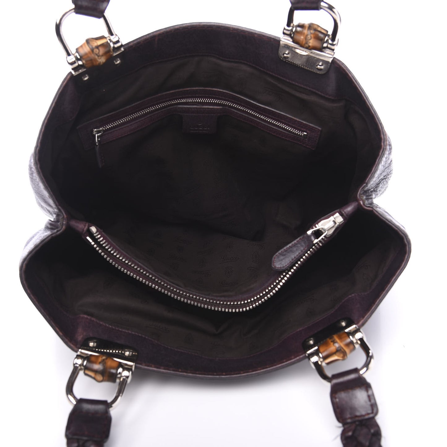 Calfskin Medium Bamboo Bar Tote Bag Dark Brown