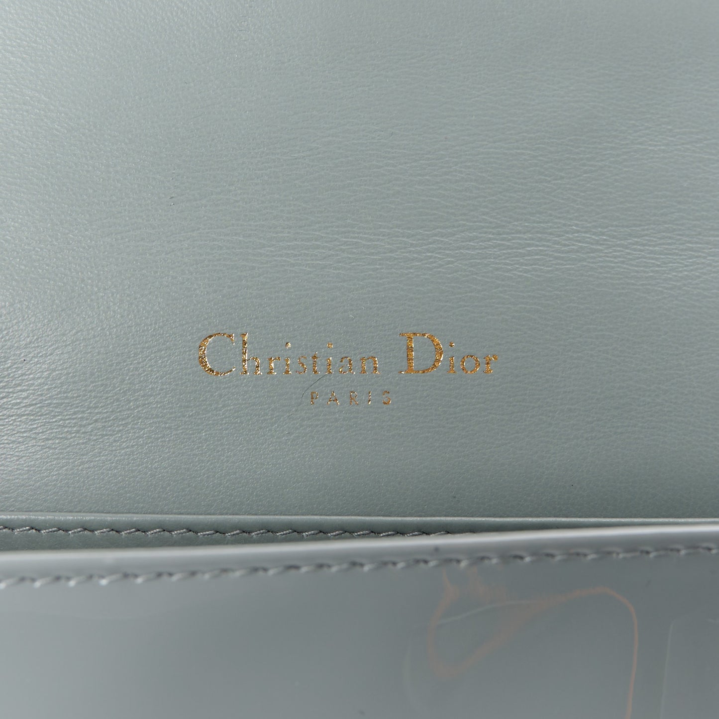Patent Cannage Lady Dior Chain Wallet Denim