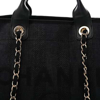 Chanel Mixed Fibers Calfskin Striped Large Deauville Tote Black 8 of 12