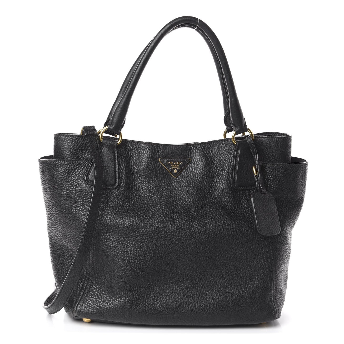 Vitello Daino Side Pocket Tote Black