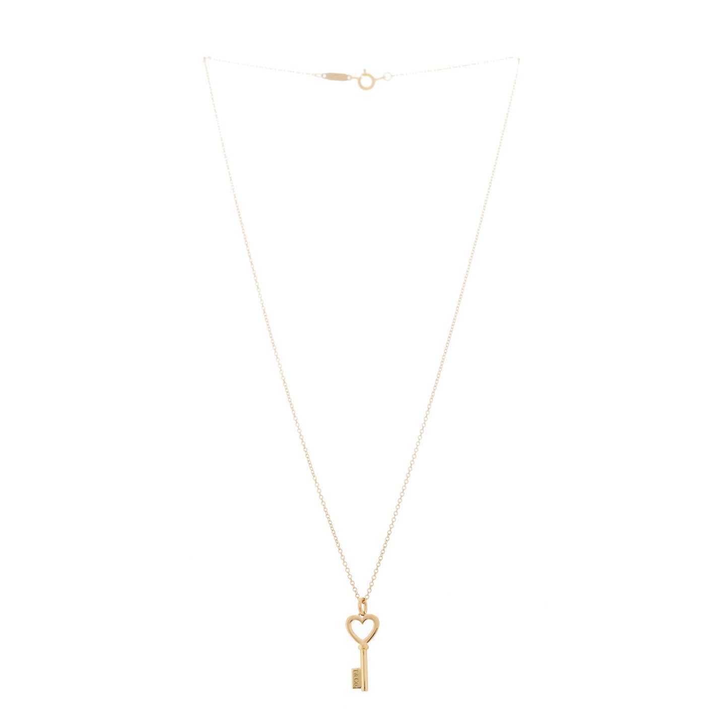 18K Rose Gold Mini Heart Key Pendant Necklace