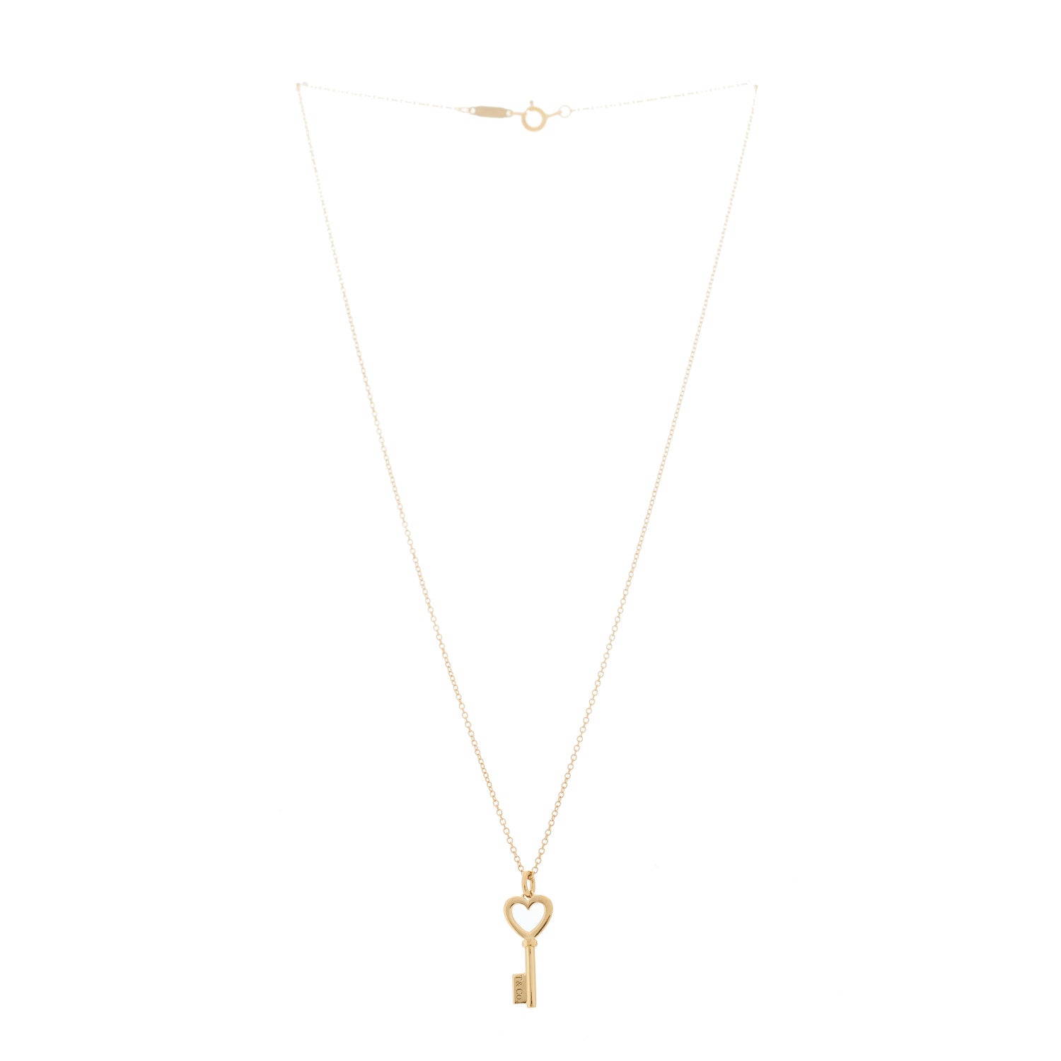 Tiffany 18K Rose Gold Mini Heart Key Pendant Necklace 3 of 6