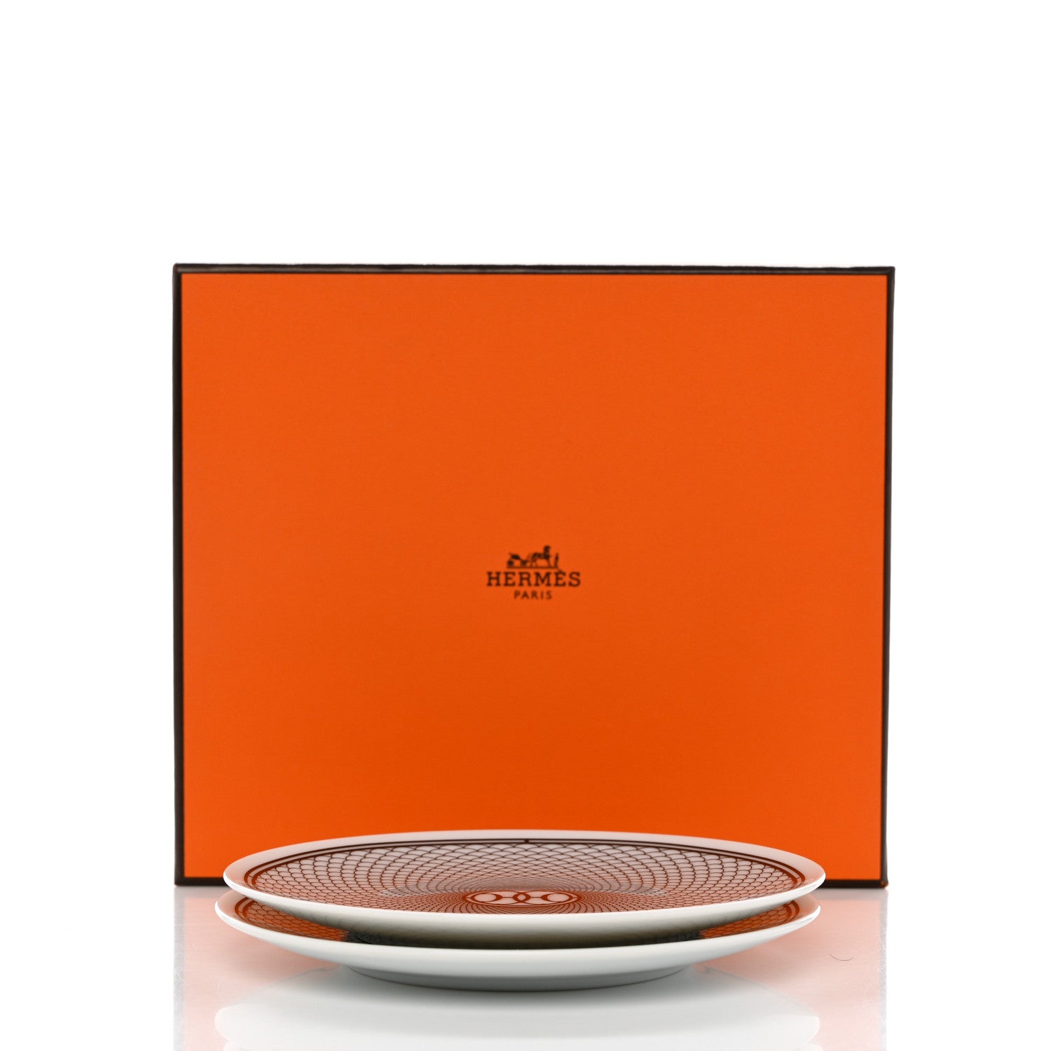 Hermes Porcelain H Deco Dinner Plate Set of 2 Black White 5 of 5