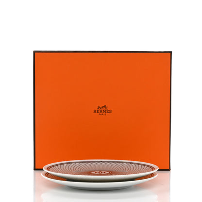 Hermes Porcelain H Deco Dinner Plate Set of 2 Black White 5 of 5