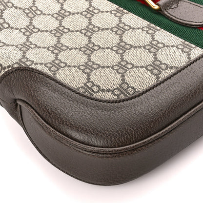 Gucci X BALENCIAGA BB Supreme Monogram Calfskin Web Small Jackie 1961 Hobo Beige Ebony 10 of 12