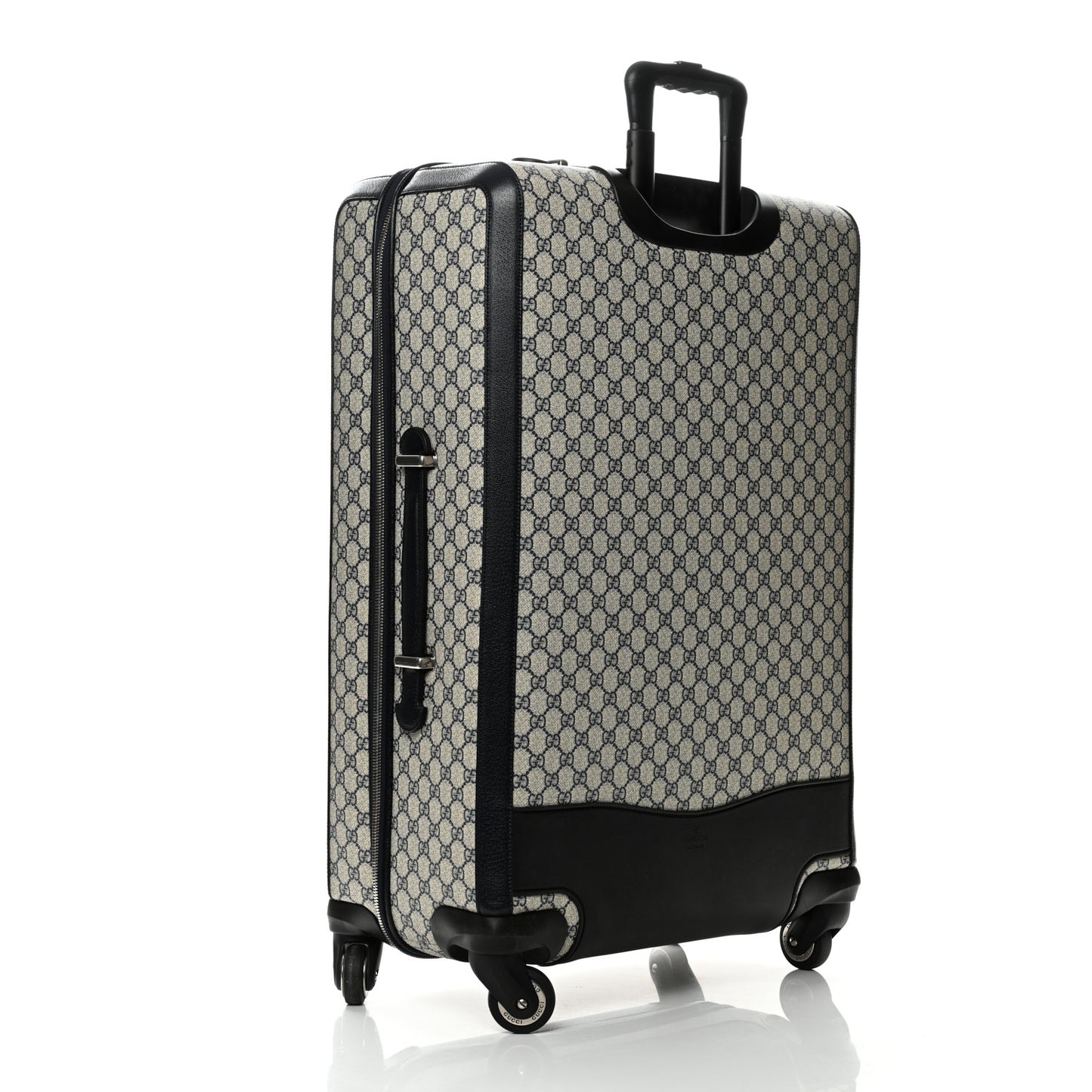 GG Supreme Monogram Textured Dollar Calfskin Web Large Savoy Trolley Suitcase Beige Blue