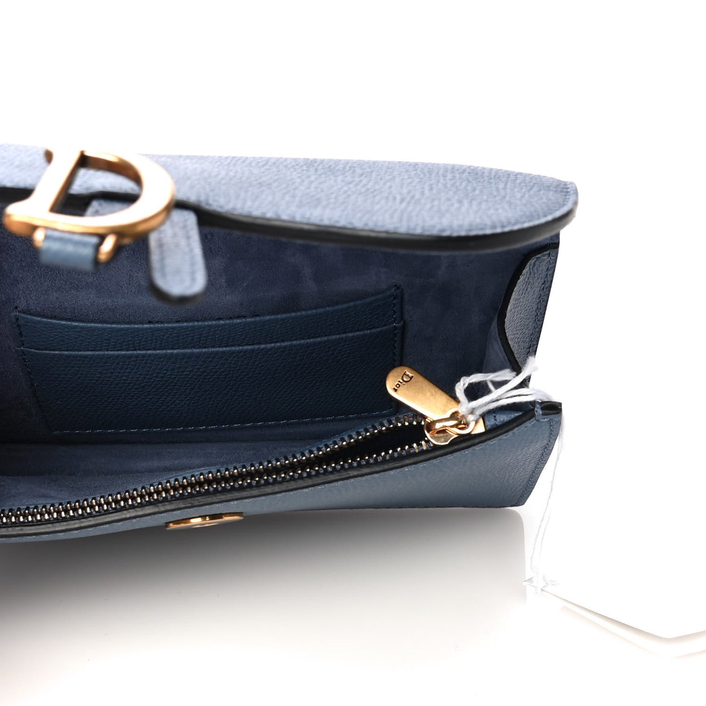 Grained Calfskin Saddle Belt Bag Denim Blue