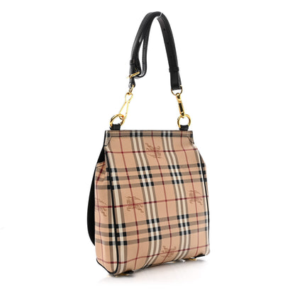 Burberry Calfskin Haymarket Check Small Bridle Satchel Black 3 of 17