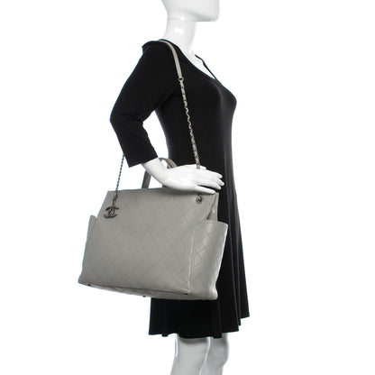 Chanel Calfskin Stitched Medium Shopping Tote Grey 2 of 16
