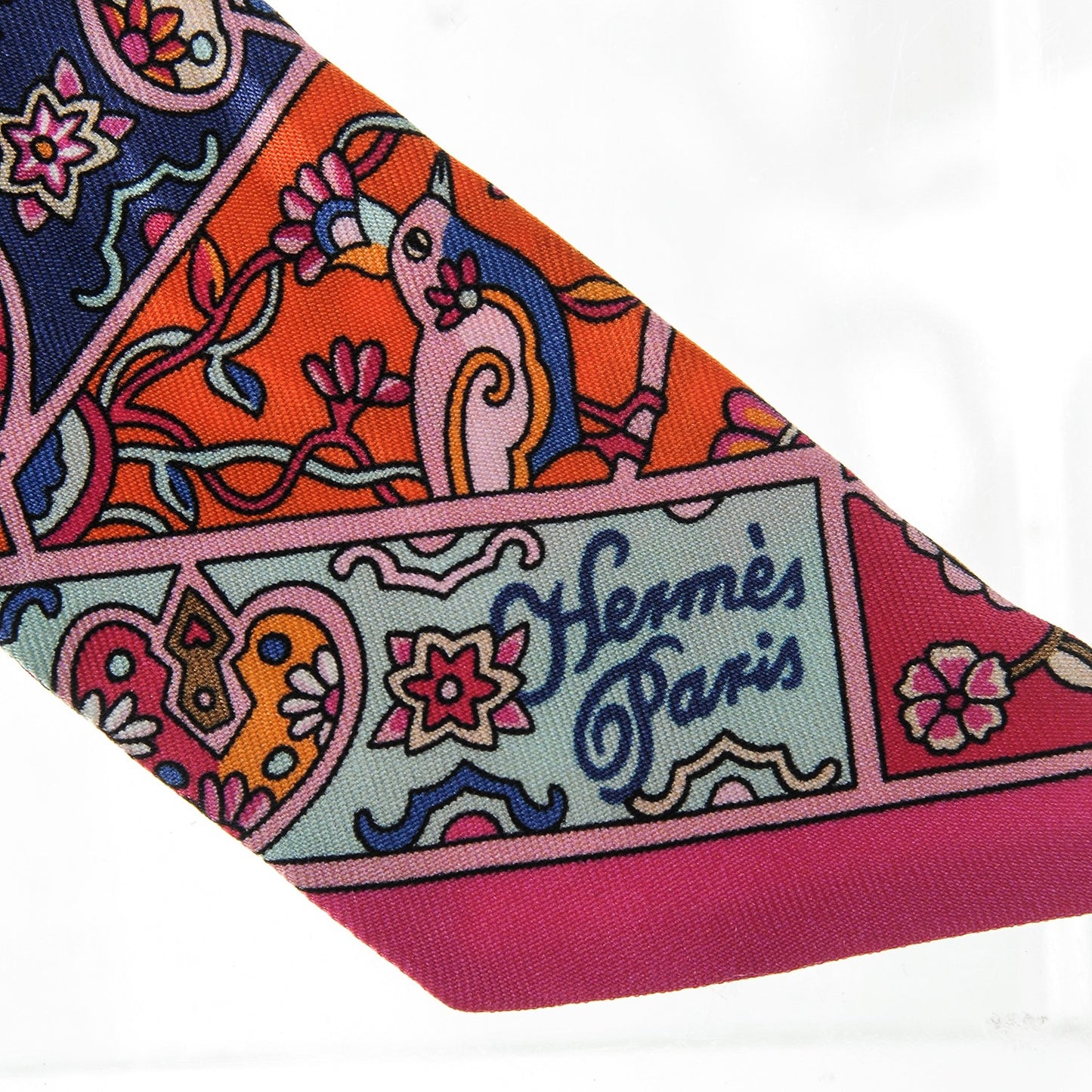 Silk Au Pays Des Oiseaux Fleurs Twilly Rose Vif Rouge Vert