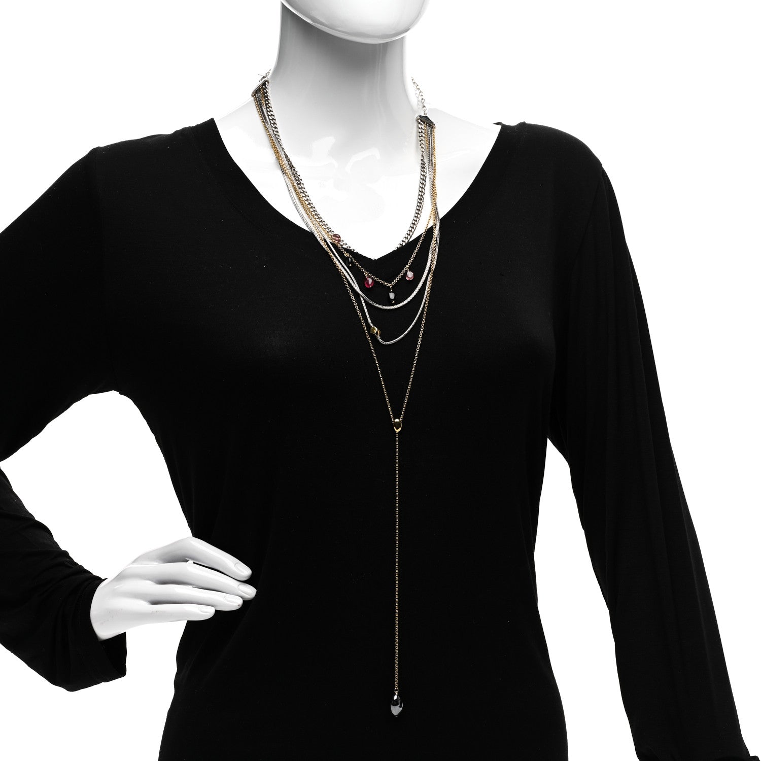 John Hardy Sterling Silver 18K Yellow Gold Multi Gemstone Adwoa Aboah Multi Row Necklace 2 of 4