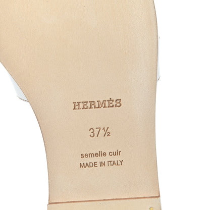 Hermes Box Calfskin Oran Sandals 37.5 White 6 of 7