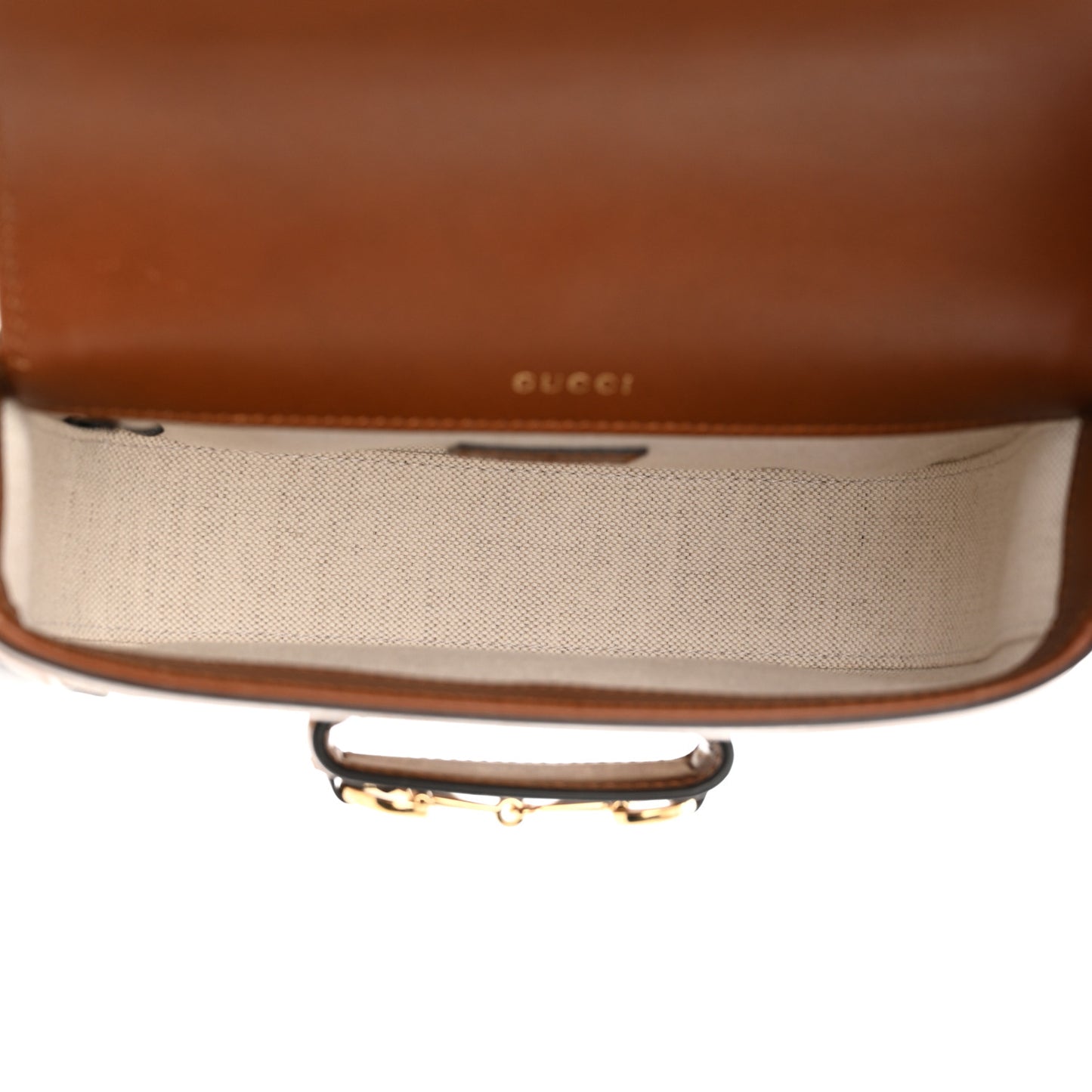 Canvas Calfskin Crystal GG Monogram Mini Horsebit 1955 Shoulder Bag Camel Ebony