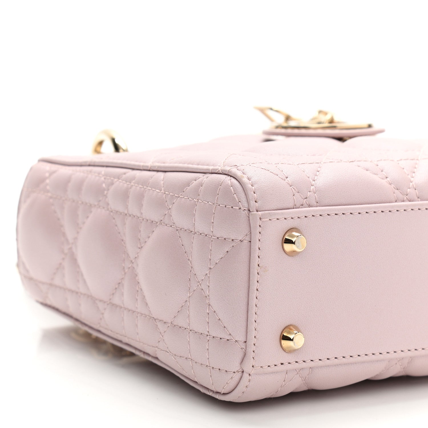Christian Dior Metallic Lambskin Cannage Mini Lady Dior Lotus 8 of 10