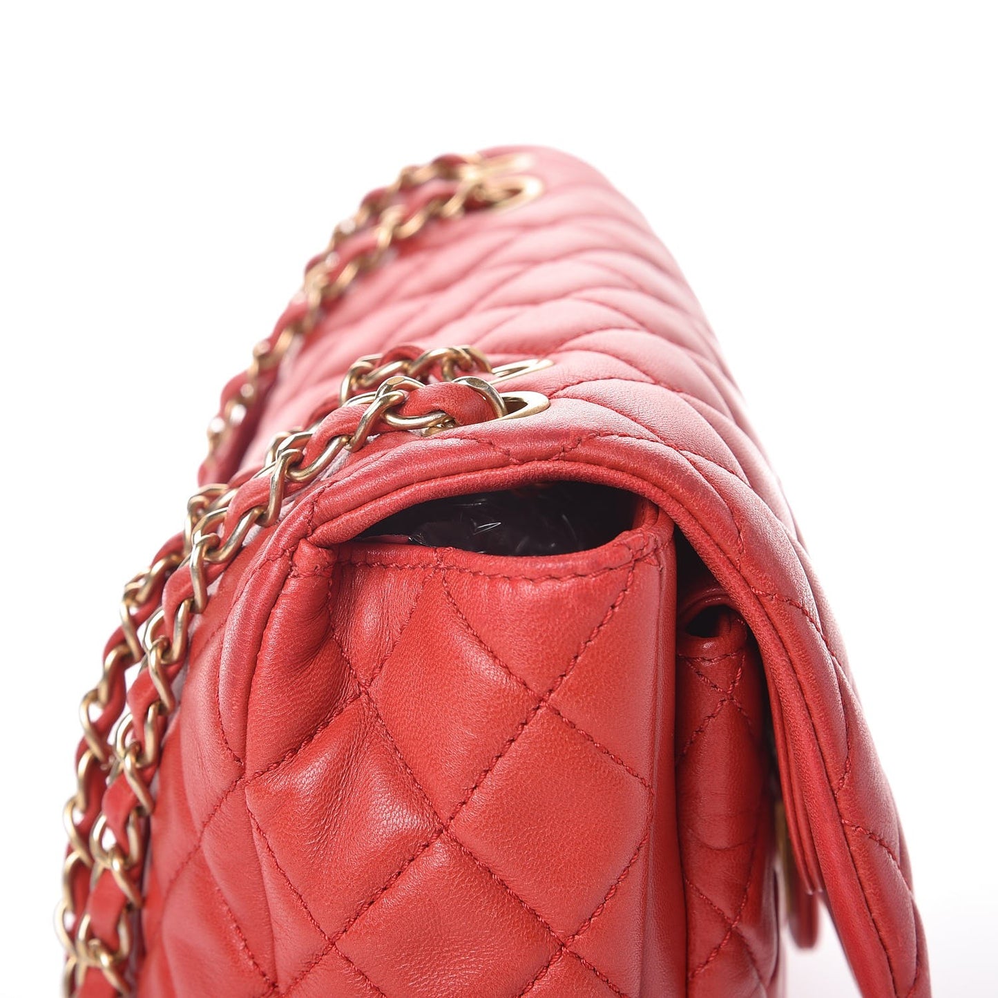 Lambskin Quilted Large Now and Forever Flap Red