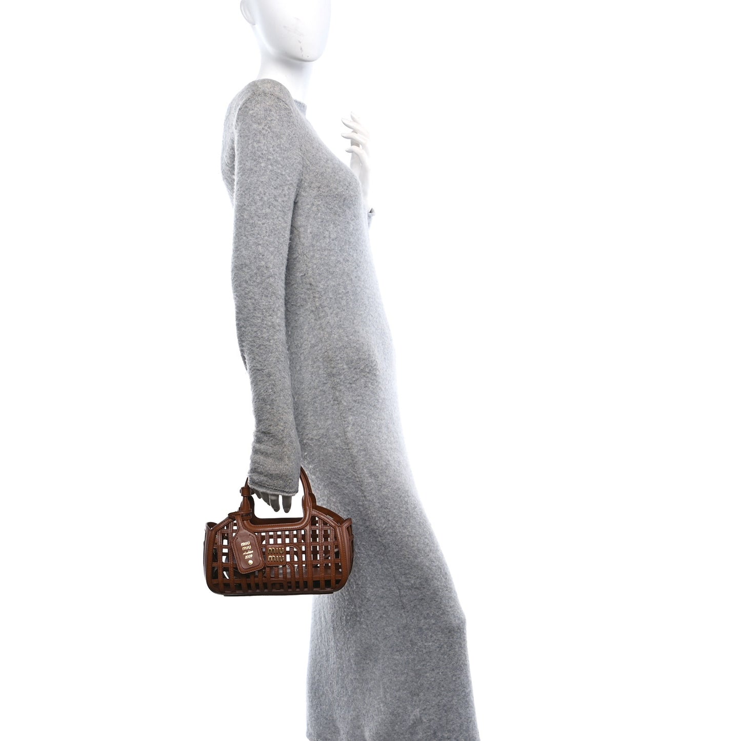 Calfskin Logo Basket Bag Cognac