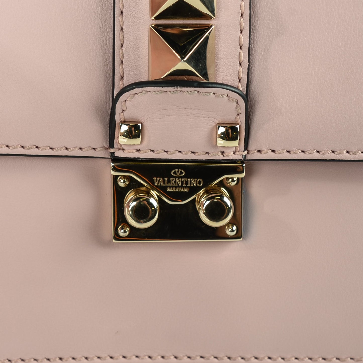 Vitello Small Glam Lock Rockstud Flap Water Rose